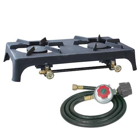Sportsman Double Burner Cast Iron Stove with Regulator Hose DBCISHDKIT
